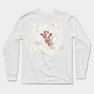 Watercolor Giraffe Long Sleeve T-Shirt